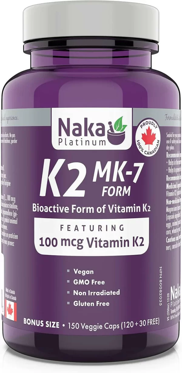 Naka Pro Herbs Naka Platinum K2 mk-7 Form 100mcg,150 Vcaps